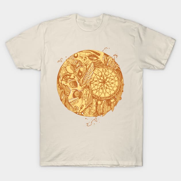 Terracotta Skull and Dreamcatcher Circle T-Shirt by kenallouis